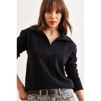 Olalook Kadın Siyah Polo Yaka Selanik Bluz BLZ-19002810