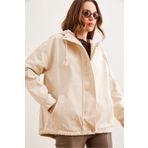 Olalook Kadın Taş Cepli Fermuarlı Çıtçıt Detaylı Gabardin Ceket CKT-19000419
