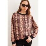 Olalook Kadın Yılan Kahve Basic Yumuşak Dokulu Salaş Sweatshirt SWT-19000457