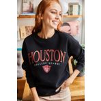 Olalook SWT-19000426 Siyah Baskılı Şardonlu Kadın Sweatshirt