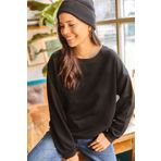 Olalook SWT-19000457 Siyah Çizgili Yumuşak Dokulu Salaş Sweatshirt