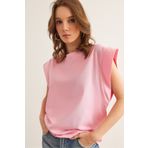 Olalook TSH-19000330 Yarasa Kollu Şeker Pembe Kadın T-Shirt