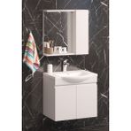 Olcay Aksesuar Duru 65 cm Beyaz Lavabo Dahil Asma Alt Üst Banyo Dolabı Takımı