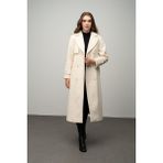 Olcay Apolet ve Pelerin Detaylı Reglan Kol Kruvaze Kaban Ekru 3045 - 44