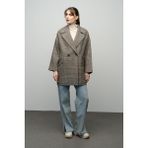 Olcay Ekose Desenli Kruvaze Oversize Kaban Haki 3020 - L - XL