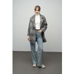Olcay Ekose Desenli Kruvaze Oversize Kaban SİYAH
