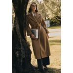 Olcay Punto Oversize Premium Kaban K. Kamel 3108 Kadın Polyester Karışımlı Düz Desenli Rahat Kalıp - Karamel - 46