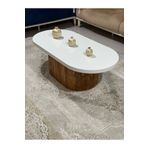 Olcayaksesuar Oval Model 120X60 Cm Kahverengi Ayak Kalın Kenarlı Orta Sehpa Ahşap Ayaklı