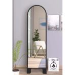 Olcayaksesuar Siyah 120X43 Cm Ayaklı Tek Kubbeli Salon Antre Çocuk Odası Banyo Wc Yatak Odası Boy Aynası