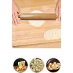 Ölçekli 65*45 Cm Silikon Hamur Açma Matı & Ahşap Cilalı Merdane & 3'lü Pasta Dekorasyon Seti
