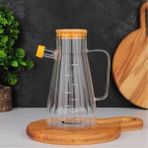 Ölçekli Cam Yağdanlık, Paslanmaz Çelik, Gümüş ve Siyah, Silindirik, Modern Tasarım, Bambu Kapaklı, 900ML Kapasiteli, Sızdırmaz Özellikli, Mutfak Için (1) - 0 - Siyah - Option-1