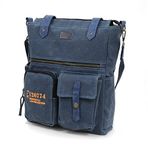Old Cotton Cargo 7062 Kahve Suya Dayanıklı Kanvas Omuz, Postacı, Çapraz Askılı, El, Okul, Laptop Seyahat Çantası (Lacivert (Yazılı))