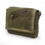 Old Cotton Cargo 7136 Vintage Günlük Omuz Postacı Kanvas Okul 14 inch Laptop Çantası (Asker Yeşili)