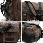 Old Cotton Cargo 7156 Kanvas Vintage Postacı Omuz Günlük Yıpranmış Stil Retro Boho Satchel Çanta - Kahverengi Melanj