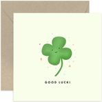 Old English Company Co. Four Leaf Clover Good Luck Card for Him Her - Best of Luck for New Job Card - Üniversite GCSE Sınavı İyi Şanslar Kartı - Erkekler Kadınlar için Röportaj Kartı | Zarflı İçi Boş