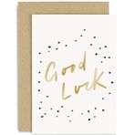 Old English Company Co. Good Luck Card - Gold Black Dots Best fo Luck Card for Him Her - Yeni İş, Sınavlar, Üniversite, Ayrılma, Meslektaşınız, Arkadaşınız, Aile için Farwell | İçi Zarflı Boş