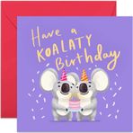 Old English Company Co. Have a Koalaty Fun Doğum Günü Kartı - Arkadaşlık Tebrik Kartı | Kız kardeş, Erkek Kardeş, Anne, Baba, Oğul, Kız için Sevimli Koala Ayı Hayvan Kelime Oyunları | İçi Boş ve Zarf Dahil