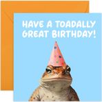 Old English Company Co. Komik Doğum Günü Kartı - 'Toadally Great Birthday' Komik Kurbağa Doğum Günü Kartı Erkekler Kadınlar için - Oğul, Kız, Baba, Anne, Erkek Kardeş için | Boş İç Zarf