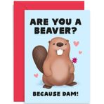 Old English Company Co. Komik Yıldönümü Kartı - 'Are You A Beaver' Kelime Oyunları Komik Sevgililer Günü Kartı Karısı Koca Kız Arkadaş Erkek Arkadaş için - Sevimli Doğum Günü Kartı | İçi Boş Zarflı