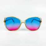 Old Space Vintage Vintage Güneş Gözlüğü – 70’ler Retro Şeffaf Çerçeveli & Mavi Pembe Renkli Camlı Gözlük OSV607 - Çok Renkli