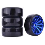 OLDDO 4PCS Hard Pattern Tyre Drift Tires Wheels 12mm Hex Fit For HPI For HSP 1:10 RC On Road Racing Car DIY Parts(Blue)