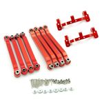 OLDDO 8pcs Chassis Pull Rods Link Suspension Tie Rod For MN D90 D91 D96 D99 D99S MN90 1/12 RC Car Upgrade Parts(Red with seat)