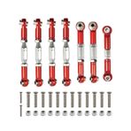 OLDDO Fit For Wltoys 144001 144002 144010 124007 124016 124017 124019 Front Rear Tie Rod Linkage Servo Link Rod Set RC Car Upgrade Parts(Red)