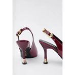 oless Kadın Bordo Rugan Tokalı Sivri Şık Topuklu Stiletto Ayakkabı