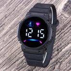 Oleydi Kadın Saati Siyah Kordon Pembe İç Tasarım Led Watch Genç Kol Saati (Akıllı Saat Değildir!) ST-304374