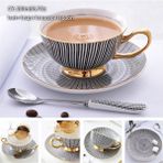 Olgun Gri 200 ml Avrupa Asil Kemik Çini Kahve Fincanı Tabağı Kaşık Seti 200 ml Lüks Seramik Kupa Üst Sınıf Porselen Çay Bardağı Cafe Parti Drinkware (Yurt Dışından) - 1 Adet - Renkli - 1 lt