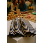 OLİ Art Kraft Lacivert Verev Çizgi Ambalaj Kağıdı 10 Adet 70x100cm Hediye Paketleme Hediye Kağıdı