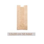 OLİ Art Kraft Pencereli Kese Kağıdı 12x28cm 50 Adet Yandan Körüklü Ambalaj Kağıdı Hediye Paketi Kraft Paket