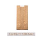 OLİ Art Kraft Pencereli Kese Kağıdı 15x33cm 100 Adet Yandan Körüklü Ambalaj Kağıdı Hediye Paketi Kraft Paket