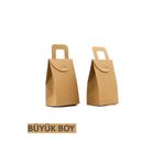 OLİ Art Kulplu Çanta Büyük Boy 25 Adet Kraft Çanta Kraft Tutmalı Çanta Çerez Kutusu Kınalık Kraft Çanta