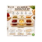 OLİAHOME 6’lı Akrilik Kahvaltılık Seti Silikon Contalı Kapaklı Tepsili Krem