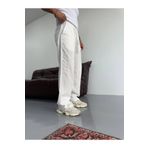 Oliggopol Erkek Beyaz Beli Lastikli Keten Baggy Pantolon