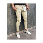 Oliggopol Erkek Krem Slim Fit Likralı Kot Pantolon Jeans Bilek Kalıp