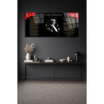 Olinpa Kırılmaz Cam Duvar Saati , Hem Tablo Hem Saat Atatürk Tasarım Ev Ofis Hediyesi - 50 x 110 cm - Renkli