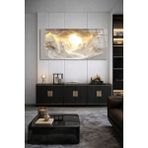 Olinpa Kırılmaz Cam Duvar Saati , Hem Tablo Hem Saat Bulutlar ve Ay Modern Tasarım Saat Ev Salon Saat Ofis Hediyesi - 50 x 110 cm