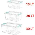Oliva Saklama Kabı Plastik Kilitli Saklama Kutusu 30 x 20 x 15 lt. 3'lü