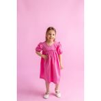 Oliven The Kid Robadan Fırfır Büzgülü Kolları Lastikli Poplin Kız Çocuk Elbise - 3 - 4 Yaş - Pembe