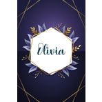 Olivia: Taccuino personalizzato con il nome Olivia | Regalo di compleanno per moglie, mamma, sorella, figlia ... | Foglie blu | 110 pagine a righe, Piccolo formato 6x9 pollici (15,24 x 22,86 cm)