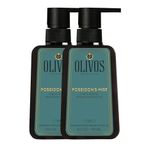 Olivos Doğal Zeytinyağlı Sıvı Sabun - Nemlendirici ve Besleyici, Hassas Ciltler İçin İdeal, 450ml | Derinlemesine Temizlik ve Yoğun Nemlendirme (2X500 ML, Bergamot)