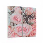 Olla 11602K4 Çiçek Görseli Kare 4 Parça 65x65 cm Kanvas Tablo