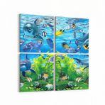 Olla 12083K4 Akvaryum Balık Görseli Kare 4 Parça 65x65 cm Kanvas Tablo
