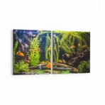 Olla 12100K2Y Akvaryum Balık Görseli Kare 2 Parça Yatay 65x30 cm Kanvas Tablo