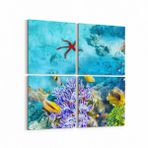 Olla 12129K4 Akvaryum Balık Görseli Kare 4 Parça 65x65 cm Kanvas Tablo