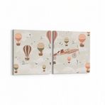 Olla 12753K2Y Çocuk Odası Görseli 2'li Yatay Kanvas Tablo, Ölçü 125X60