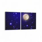 Olla 14646K2Y Gece Gökyüzü Görseli Kare 2 Parça Yatay 65x30 cm Kanvas Tablo