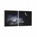 Olla 14658K2Y Gece Gökyüzü Görseli Kare 2 Parça Yatay 65x30 cm Kanvas Tablo